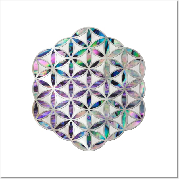 Flower of life Abalone shell on pearl Wall Art by Nartissima